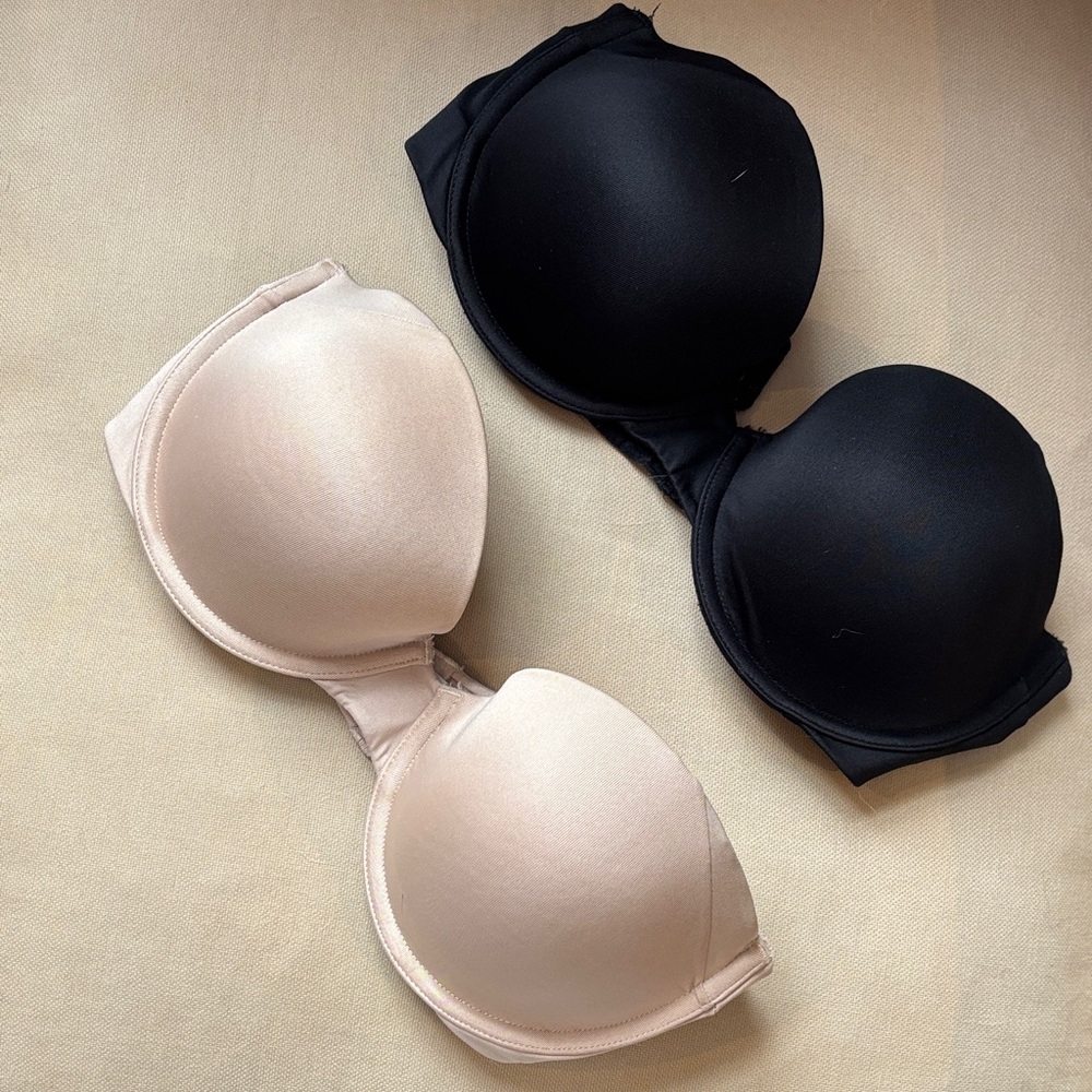 Maidenform Strapless Bras Full Coverage 36B Nude Black